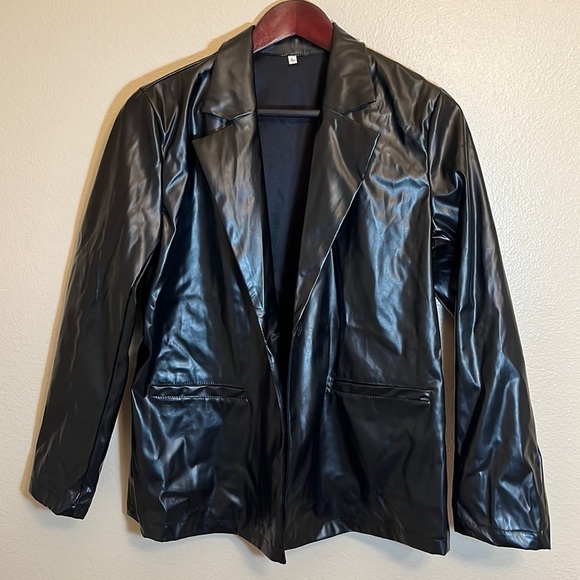 *3/$15* Black Faux Leather Jacket - Picture 1 of 11